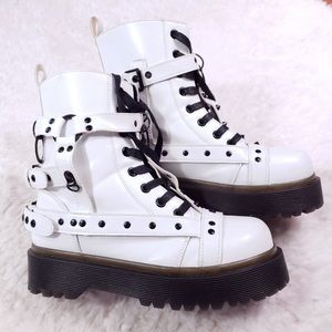 Strange Cvlt White Disorder Bondage Goth Boots Size 8 Never Worn